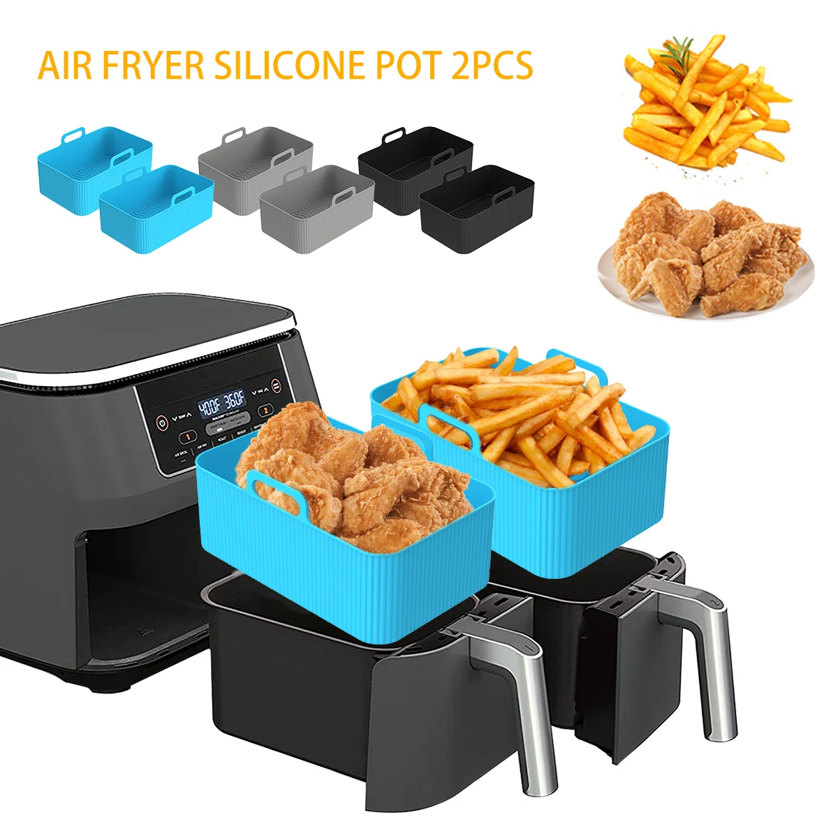 Air Fryer Silicone Pot Liner - Revêtement en Silicone pour friteuse à