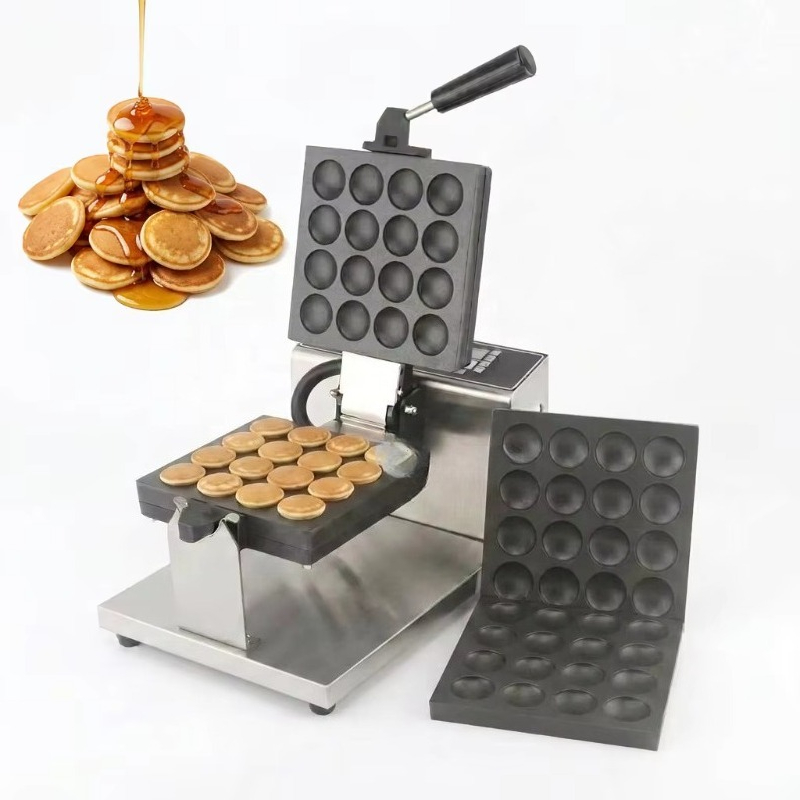 Mini Waffle Maker Machine - Machine à poffertjes antiadhésive 16 trous,