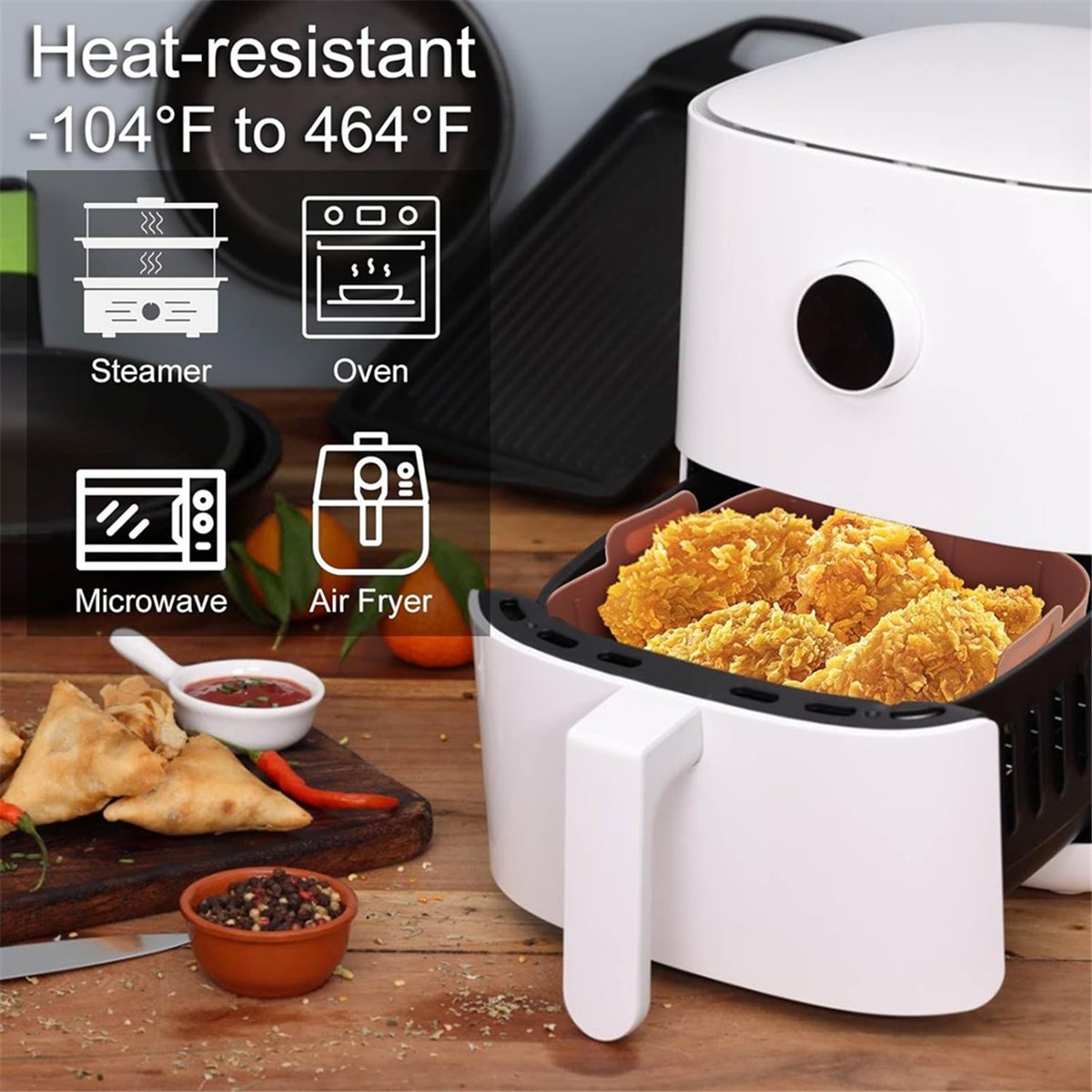 Air Fryer Silicone Pot Liner - M10K Lot de 3 doublures en