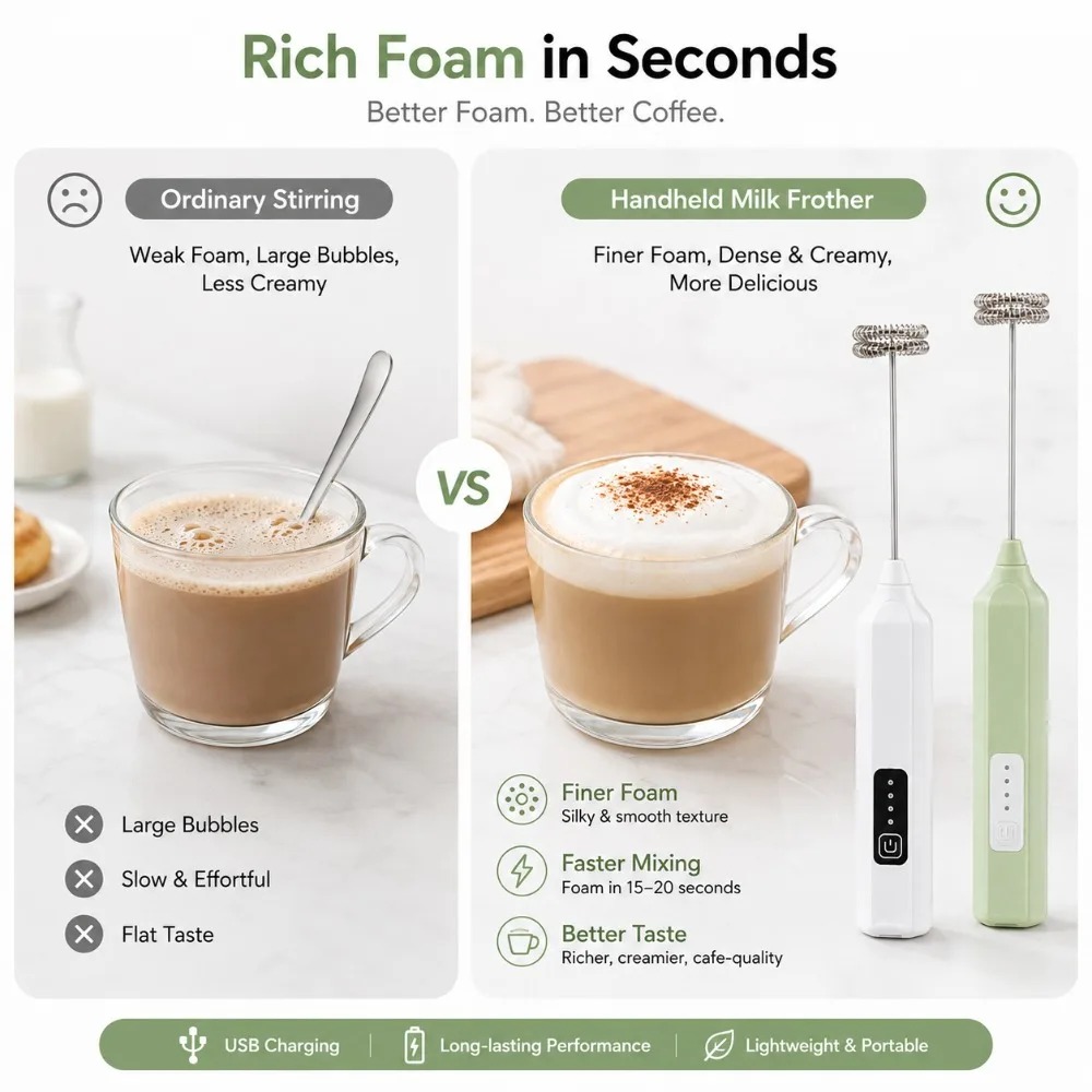 Mousseur à lait et batteur à œ - Electric Milk Frother Handheld avis et prix